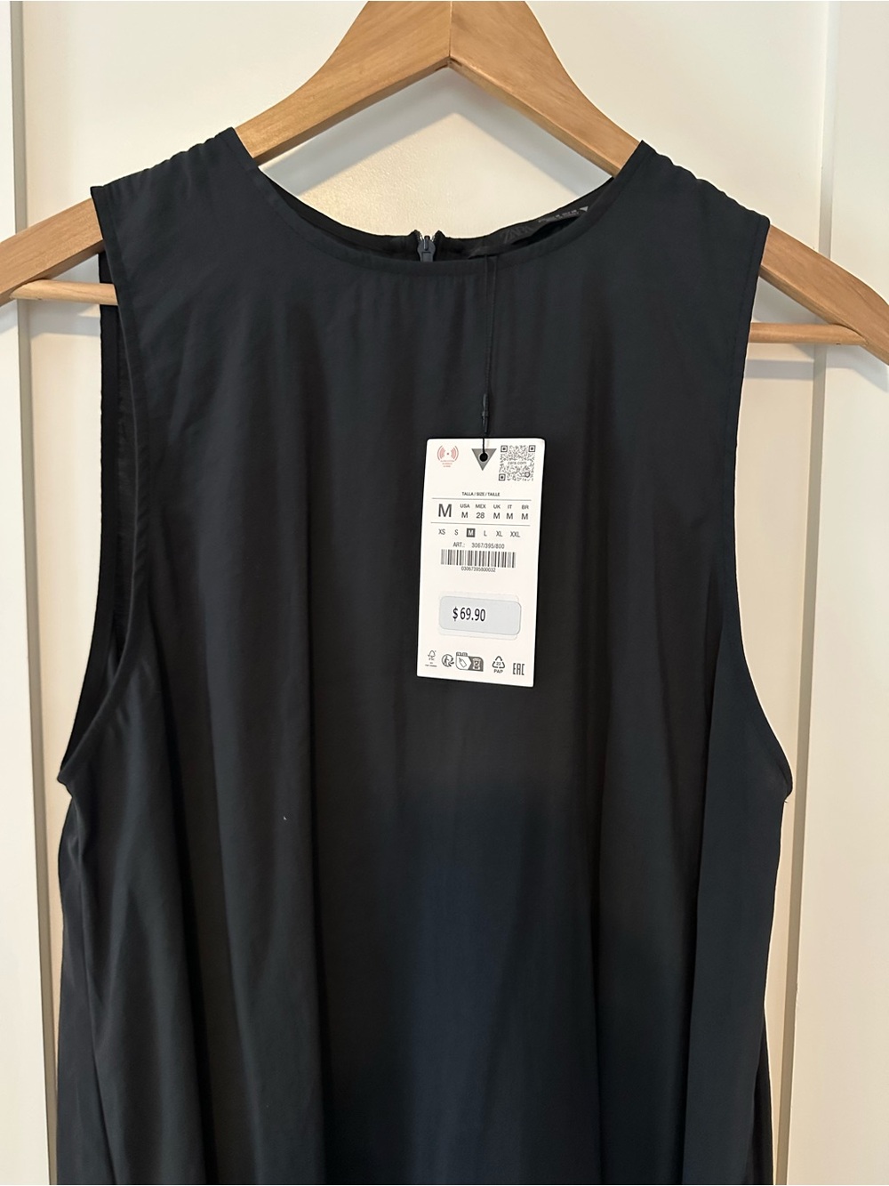 NWT Zara Sleeveless A-Line Maxi Dress Black Modal Blend Size M 3067/395 - Picture 3 of 11